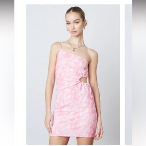 Cotton Candy LA ASYMMETRICAL CUT OUT pink camo print MINI DRESS